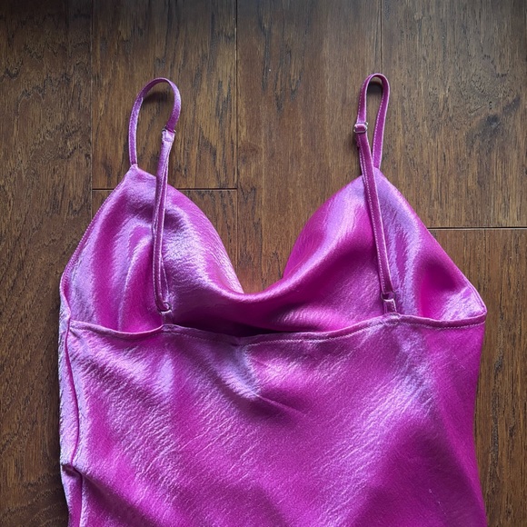 Know One Cares Hot Pink Satin Midi Slip Dress | Size M - Picture 8 of 12